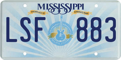 MS license plate LSF883