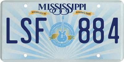 MS license plate LSF884