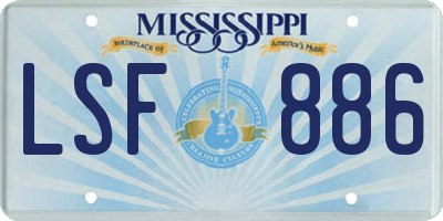 MS license plate LSF886