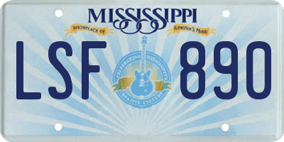 MS license plate LSF890