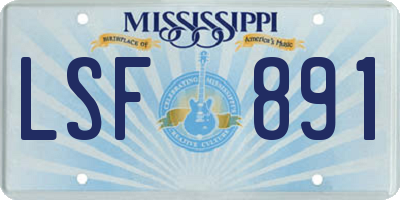 MS license plate LSF891