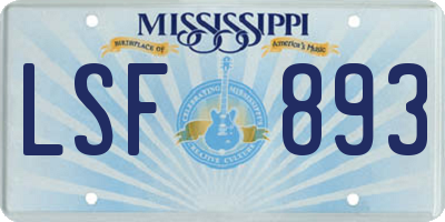 MS license plate LSF893