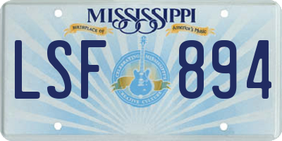 MS license plate LSF894