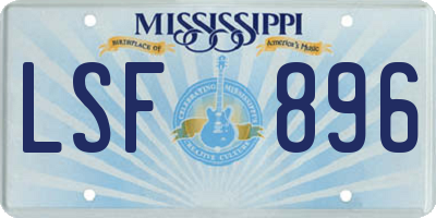 MS license plate LSF896