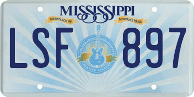 MS license plate LSF897