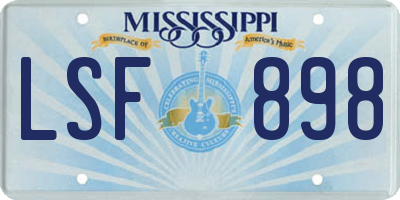 MS license plate LSF898