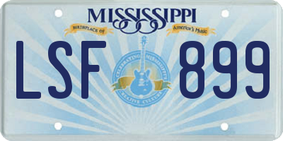 MS license plate LSF899