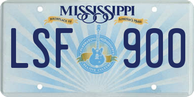 MS license plate LSF900