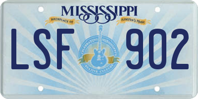 MS license plate LSF902