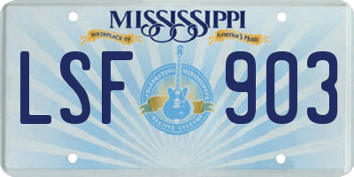 MS license plate LSF903