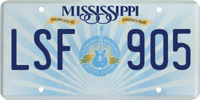 MS license plate LSF905