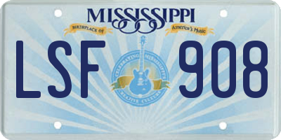 MS license plate LSF908