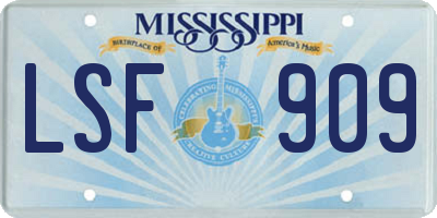 MS license plate LSF909