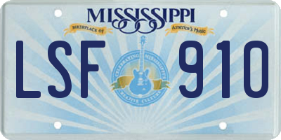 MS license plate LSF910