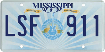 MS license plate LSF911