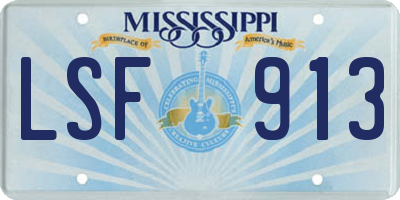 MS license plate LSF913