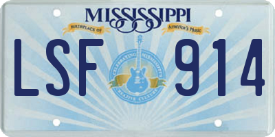 MS license plate LSF914