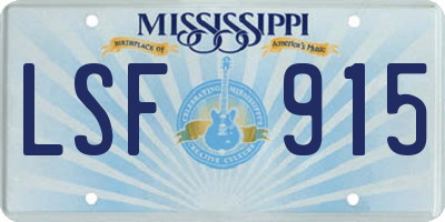 MS license plate LSF915