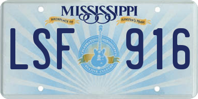 MS license plate LSF916