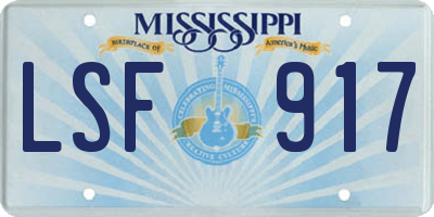 MS license plate LSF917