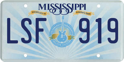 MS license plate LSF919