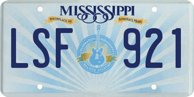 MS license plate LSF921