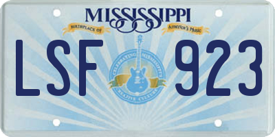 MS license plate LSF923