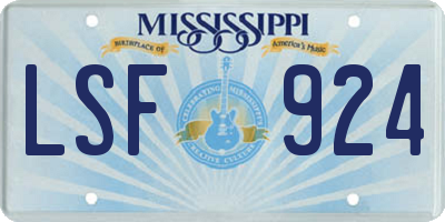 MS license plate LSF924