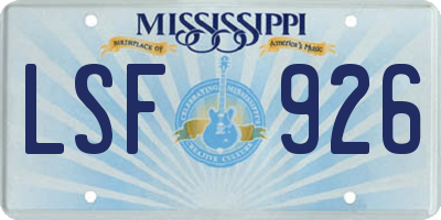 MS license plate LSF926