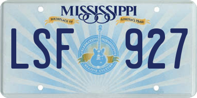 MS license plate LSF927