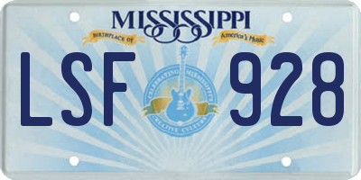 MS license plate LSF928