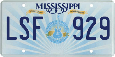 MS license plate LSF929