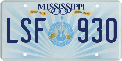 MS license plate LSF930