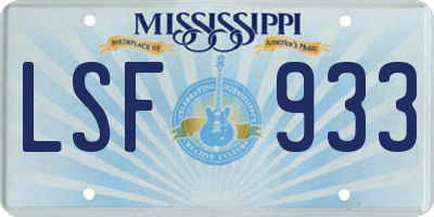 MS license plate LSF933