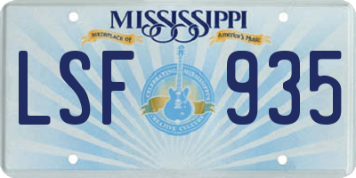 MS license plate LSF935