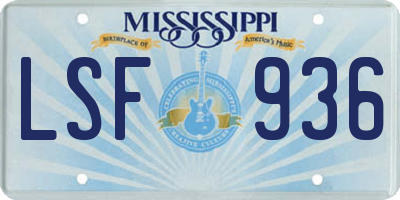 MS license plate LSF936