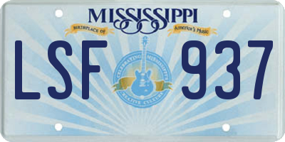 MS license plate LSF937