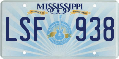 MS license plate LSF938
