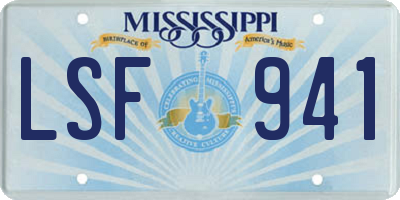 MS license plate LSF941