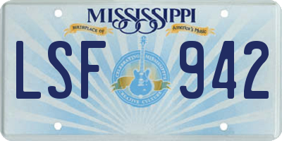 MS license plate LSF942