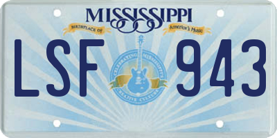 MS license plate LSF943