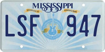 MS license plate LSF947