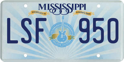 MS license plate LSF950