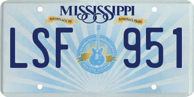 MS license plate LSF951