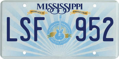 MS license plate LSF952