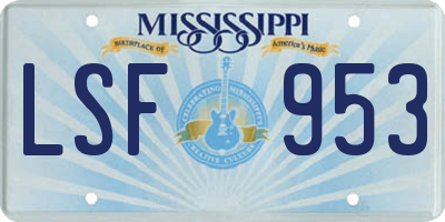 MS license plate LSF953