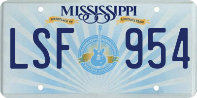 MS license plate LSF954