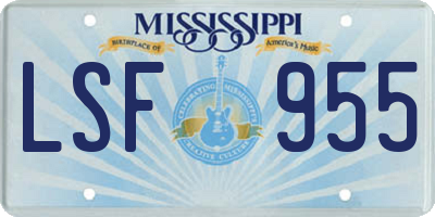 MS license plate LSF955