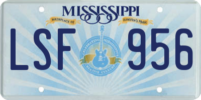 MS license plate LSF956