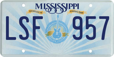 MS license plate LSF957